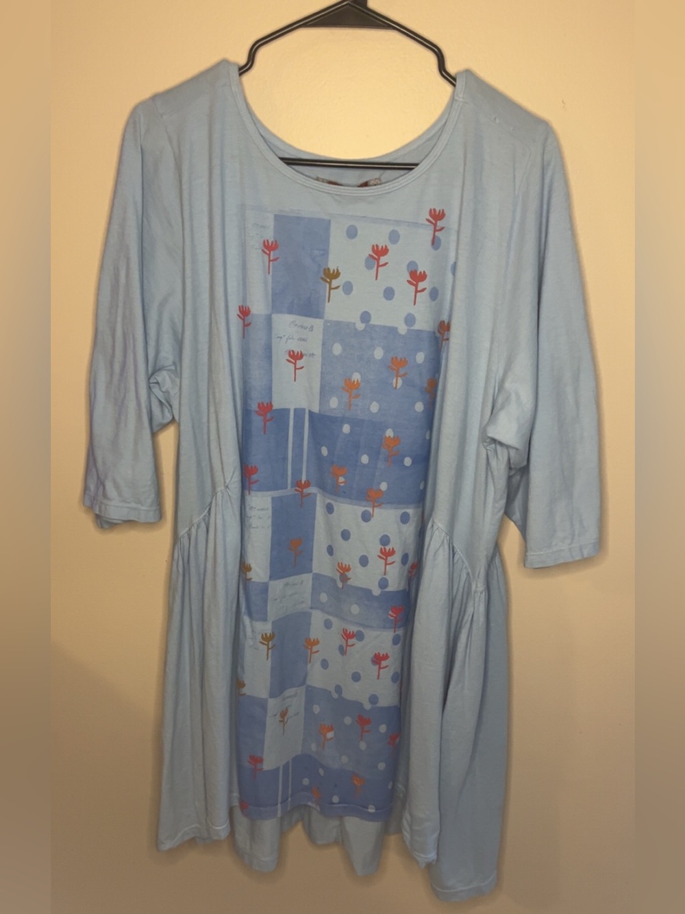 Blue Fish Light Blue Floral Patchwork Tunic Dress